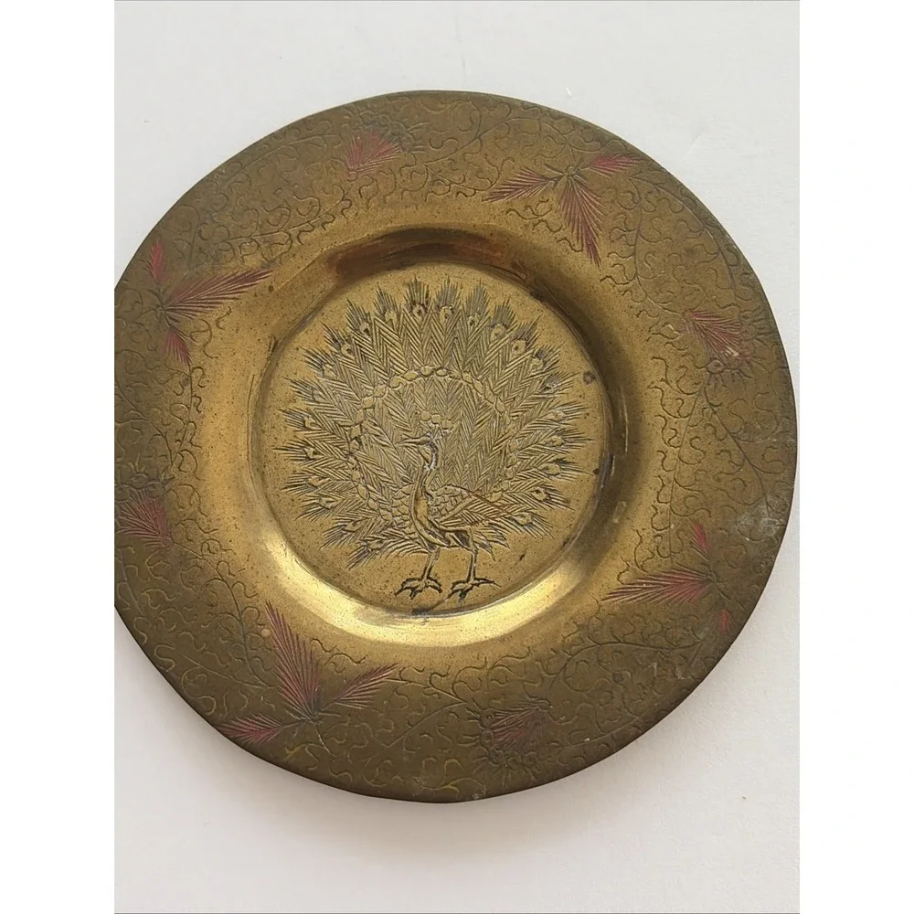 Brass‎ Peacock Plate, Ring Holder, Jewelry Holder, Decorative - 4